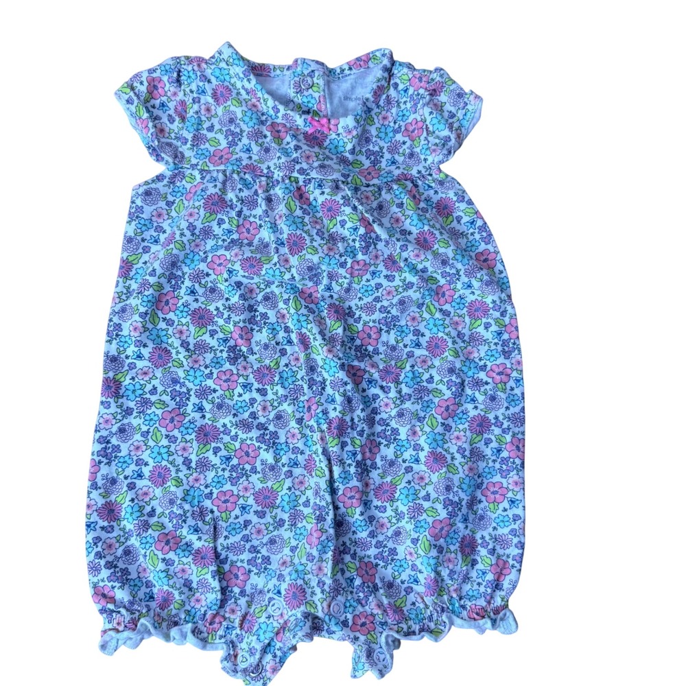 Simple Joys by‎ Carters Baby Girl Floral Romper 12M Pink Blue Purple Cotton